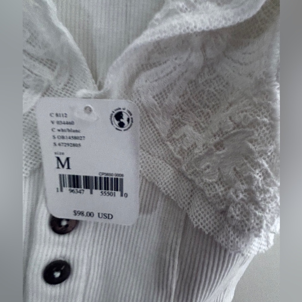 NWT Free people White button down cropped tank top Size: Medium - Picture 6 of 8